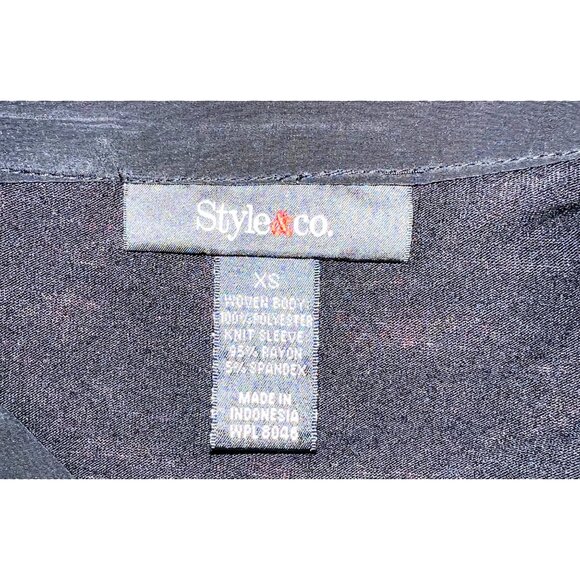 Style & Co. Womens Black Pintuck Button-Front Blouse XS Polyester/Rayon/Spandex - Picture 2 of 2